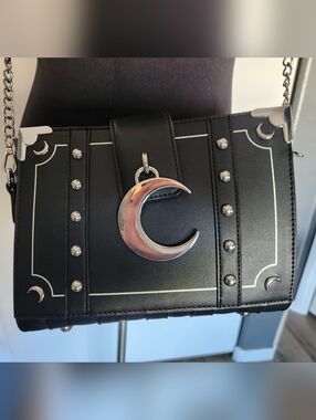 Killstar Black Crescent Moon Book Shoulder Bag
